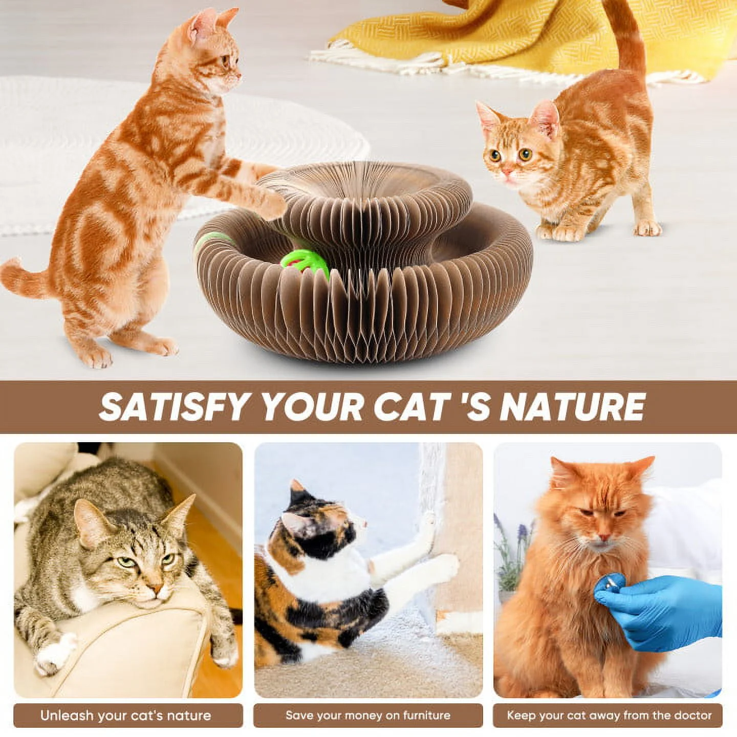 Magic Foldable Cat Scratch Board with Bell - Ảnh 5