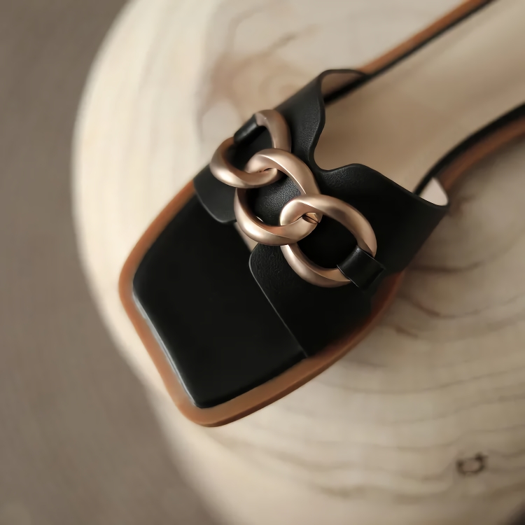 Summer Square Toe Leather Slippers - Ảnh 11