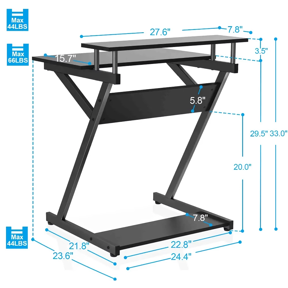 Compact Modern Z-Shaped Computer Desk with Monitor Shelf for Small Spaces - Ảnh 5