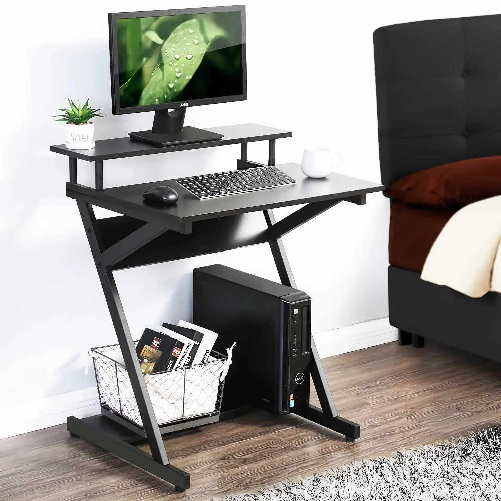 Compact Modern Z-Shaped Computer Desk with Monitor Shelf for Small Spaces - Ảnh 3