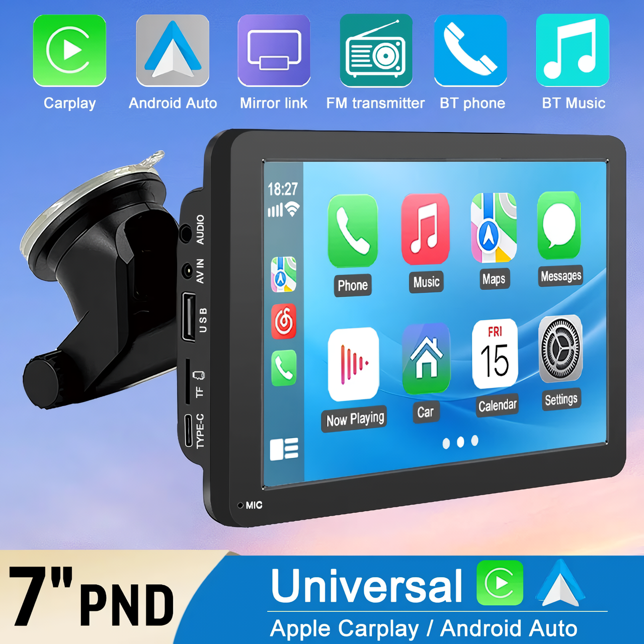 Universal 7-inch Touchscreen Car MP5 Player with Wireless Apple CarPlay & Android Auto - Ảnh 2